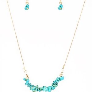 Paparazzi Turquoise and Gold necklace
